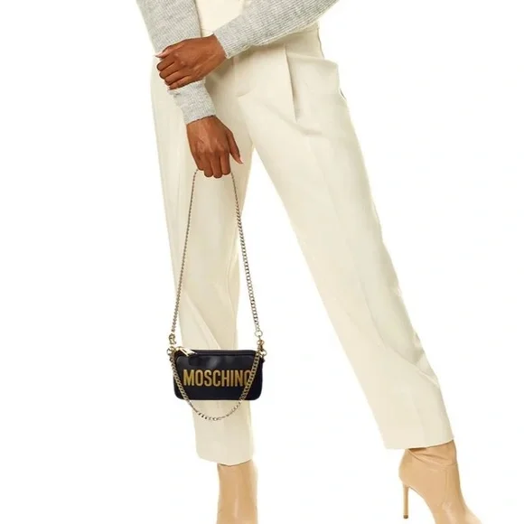 NWT Moschino Logo-print Zipped Chain Shoulder Bag - Picture 3 of 15